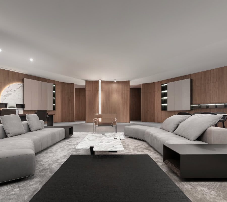 洽談室胡桃木墻面設(shè)計(jì)圖