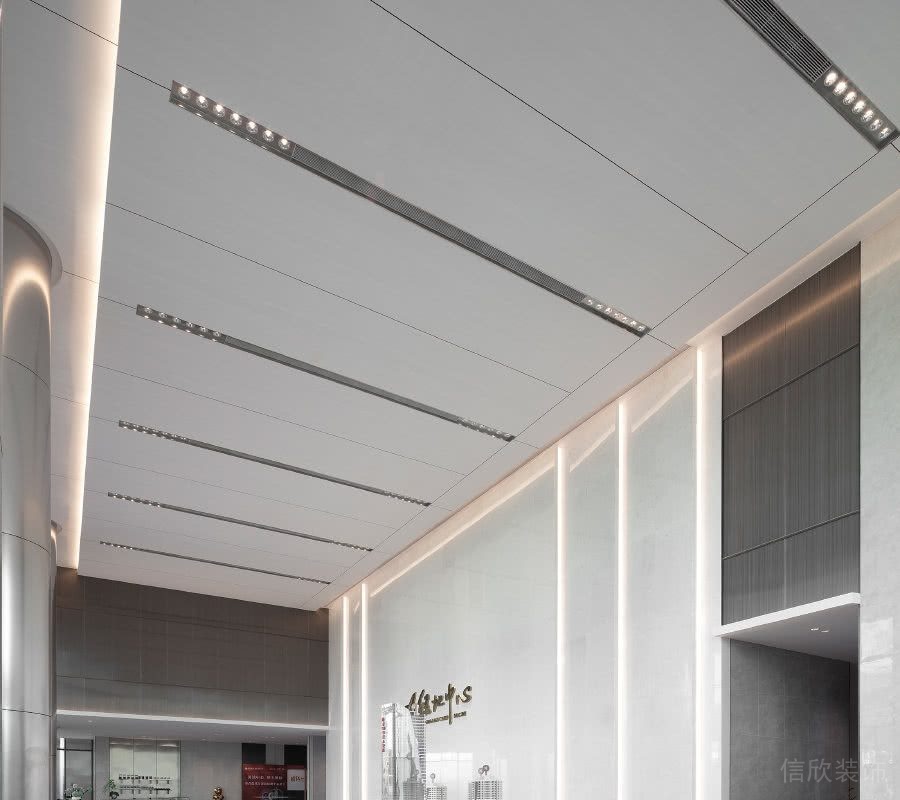 前臺(tái)區(qū)天花吊頂凹燈槽射燈效果圖