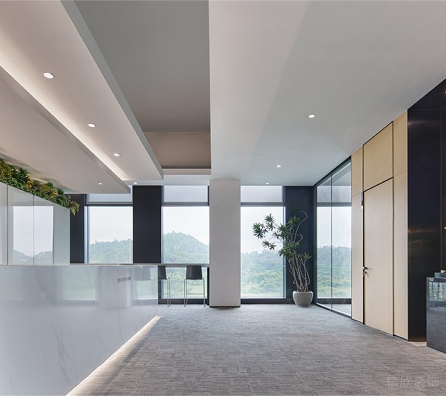 辦公室前臺(tái)區(qū)白色爵士白大理石接待臺(tái)