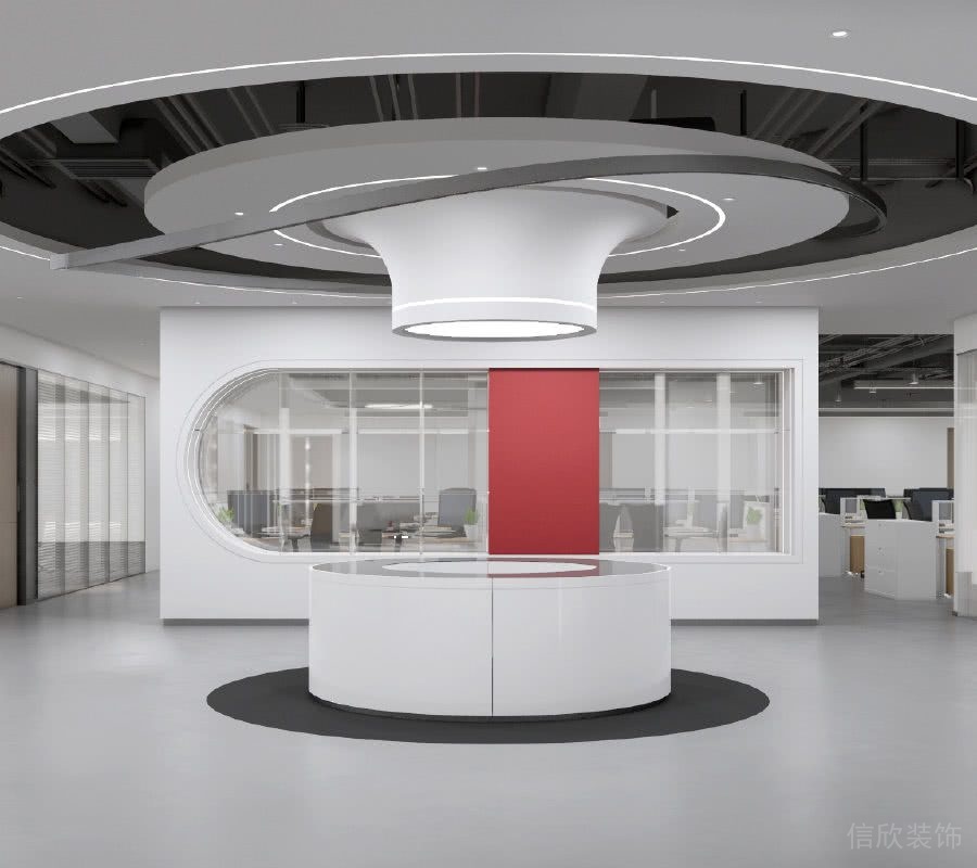 白色圓形異形天花吊頂白色圓形的展臺(tái)