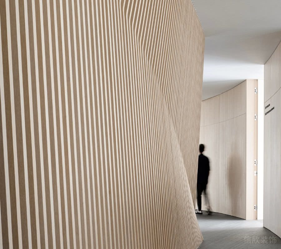 豎條格柵生態(tài)木弧形墻面效果圖