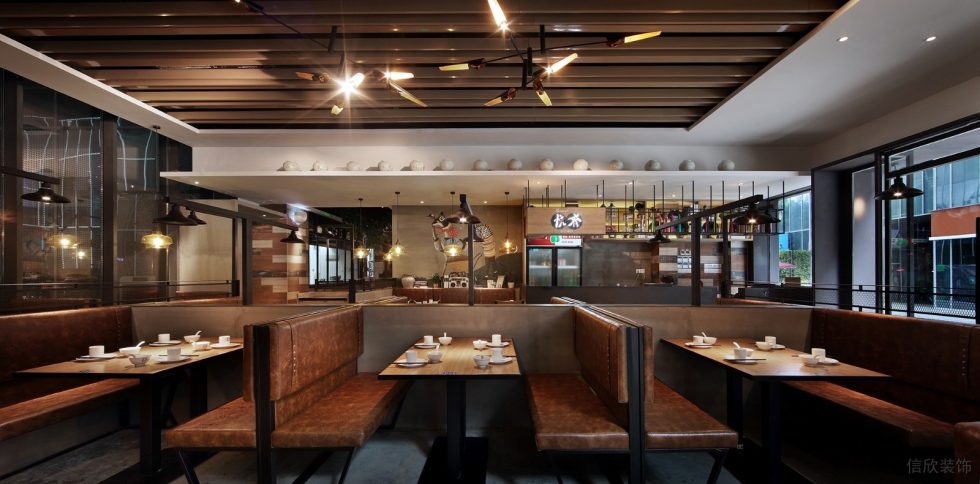深圳寶安檳城西岸工業風湘菜餐廳裝修案例卡座 深圳寶安檳城西岸工業風湘菜餐廳裝修案例卡座