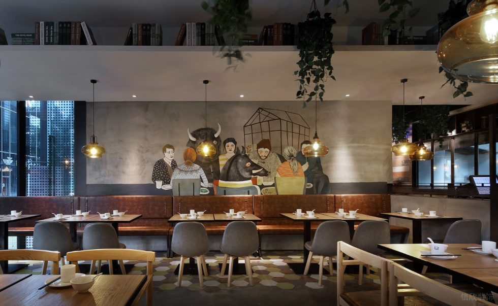 深圳寶安檳城西岸工業風湘菜餐廳裝修案例藝術墻繪 深圳寶安檳城西岸工業風湘菜餐廳裝修案例藝術墻繪