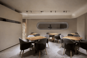 深圳寶安中糧大悅城現(xiàn)代簡(jiǎn)約風(fēng)格川菜餐廳裝修案例四人用餐區(qū)效果圖