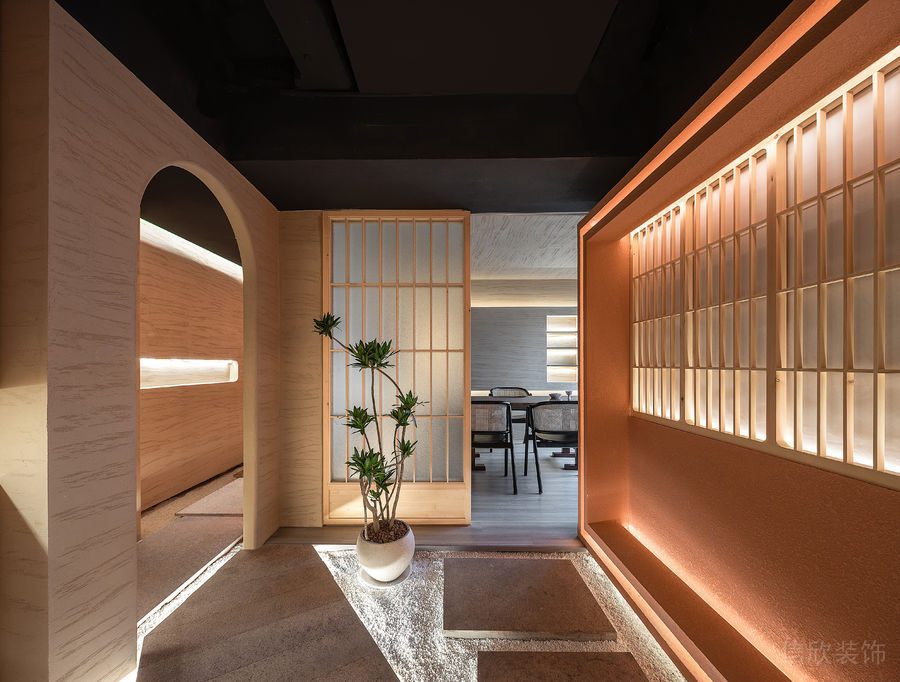 深圳寶安中洲華府暖色調(diào)極簡風(fēng)格茶館裝修案例走廊空間燈光效果 深圳寶安中洲華府暖色調(diào)極簡風(fēng)格茶館裝修案例走廊空間燈光效果