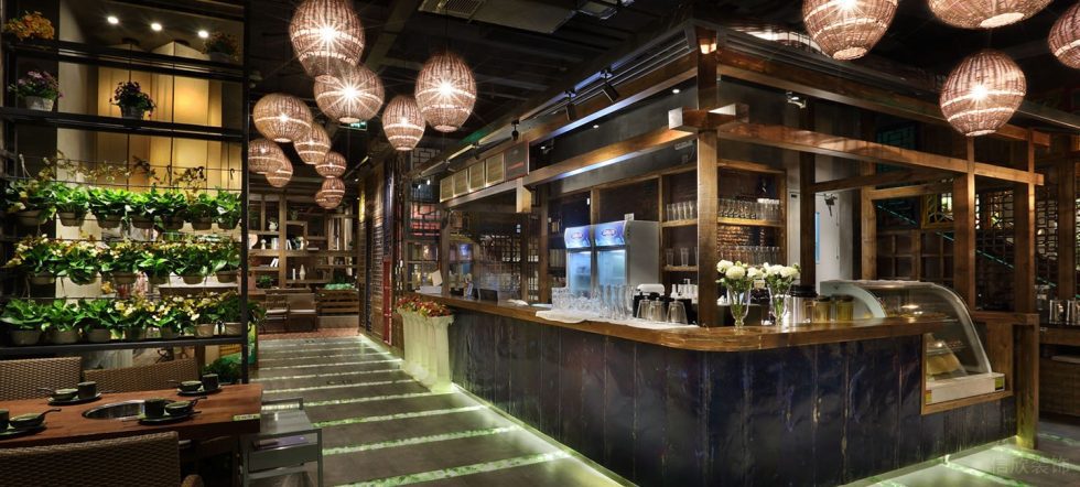 深圳福田航苑大廈田園風格火鍋餐廳裝修案例水吧 深圳福田航苑大廈田園風格火鍋餐廳裝修案例水吧