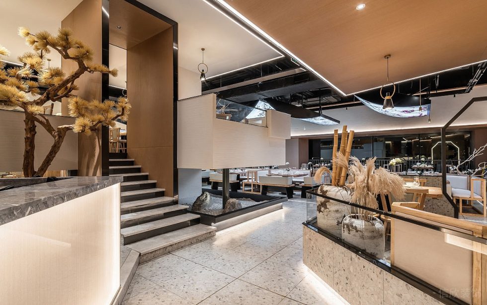 深圳南山濱福世紀廣場新中式風格川菜館裝修案例綠植景觀 深圳南山濱福世紀廣場新中式風格川菜館裝修案例綠植景觀