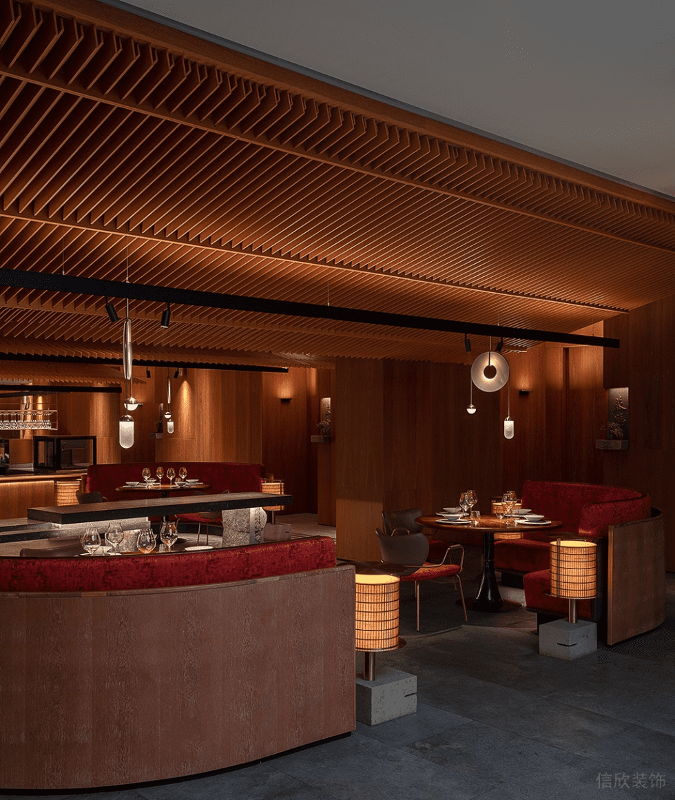 深圳南山華潤前海大廈輕奢新中式粵菜餐廳裝修案例燈光效果 深圳南山華潤前海大廈輕奢新中式粵菜餐廳裝修案例燈光效果