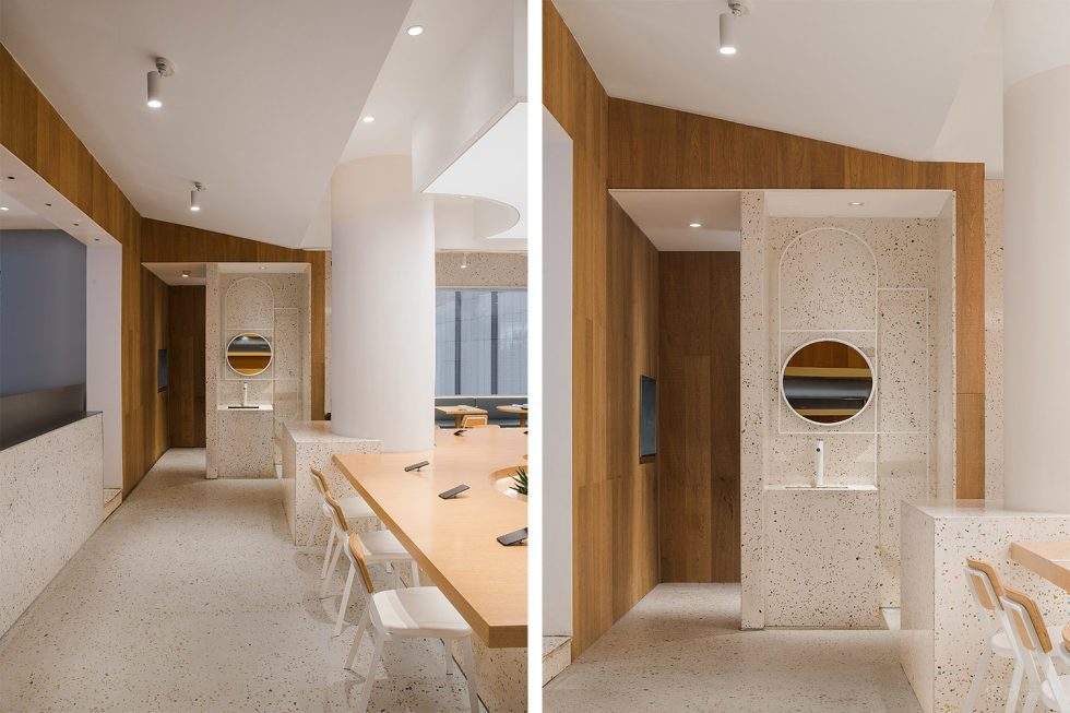 深圳南山香年廣場簡約風(fēng)格自選快餐店裝修案例米白色水磨石墻面 深圳南山香年廣場簡約風(fēng)格自選快餐店裝修案例米白色水磨石墻面