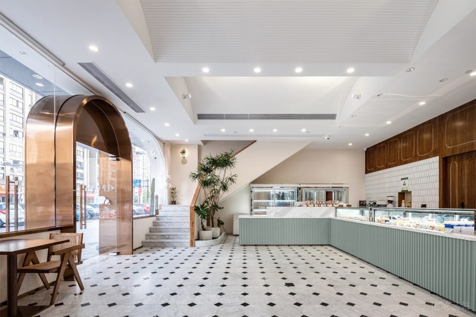 深圳市寶安區石巖原木風甜品店裝修設計復古馬賽克地面