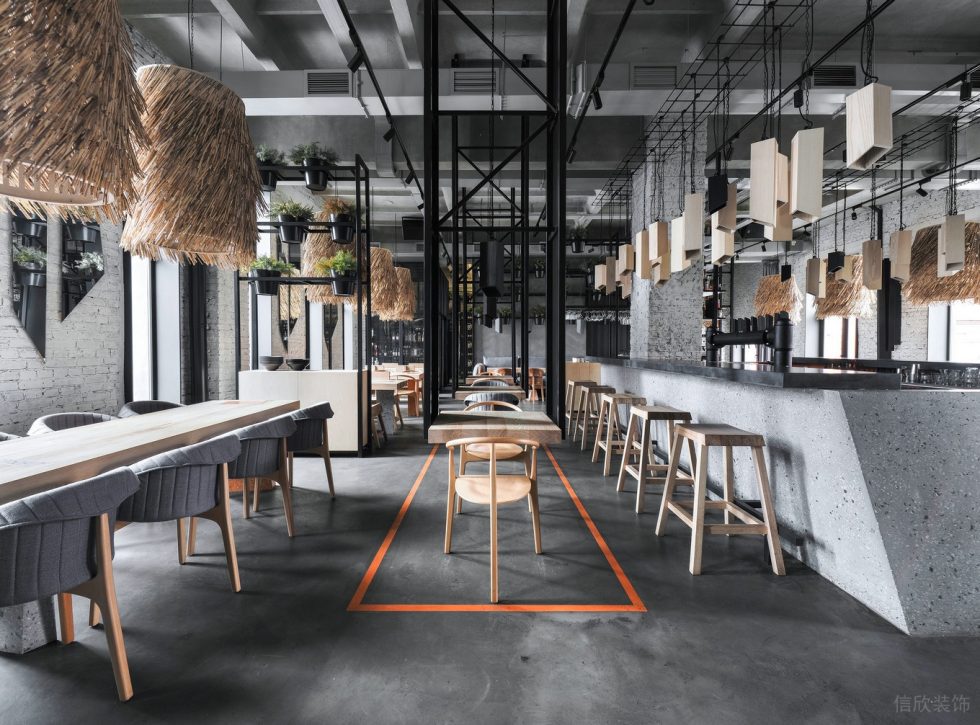 深圳市寶安中心區個性自然風超美國外餐飲店鋪設計大廳