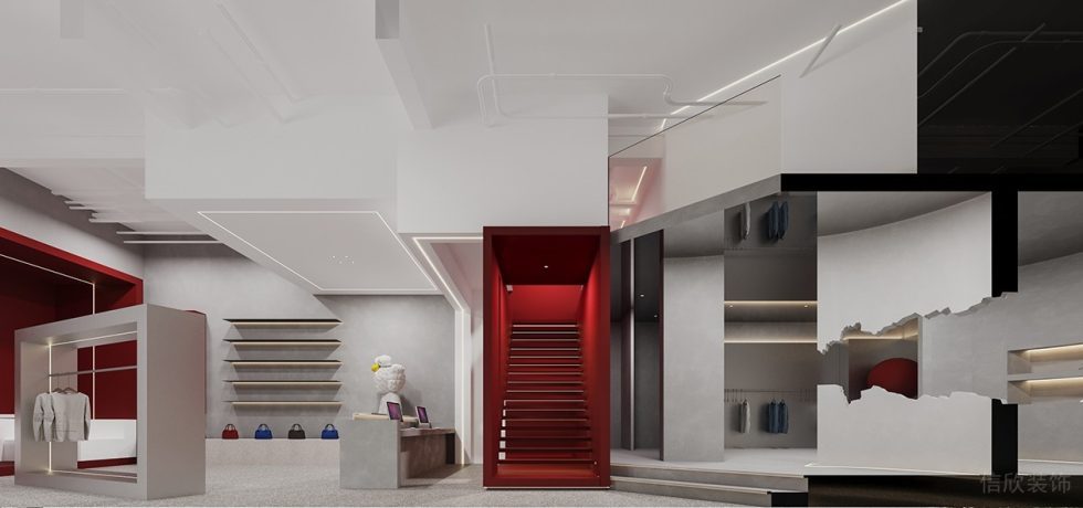 深圳市龍崗區坂田hby買手店裝修設計紅色展柜 深圳市龍崗區坂田hby買手店裝修設計紅色展柜