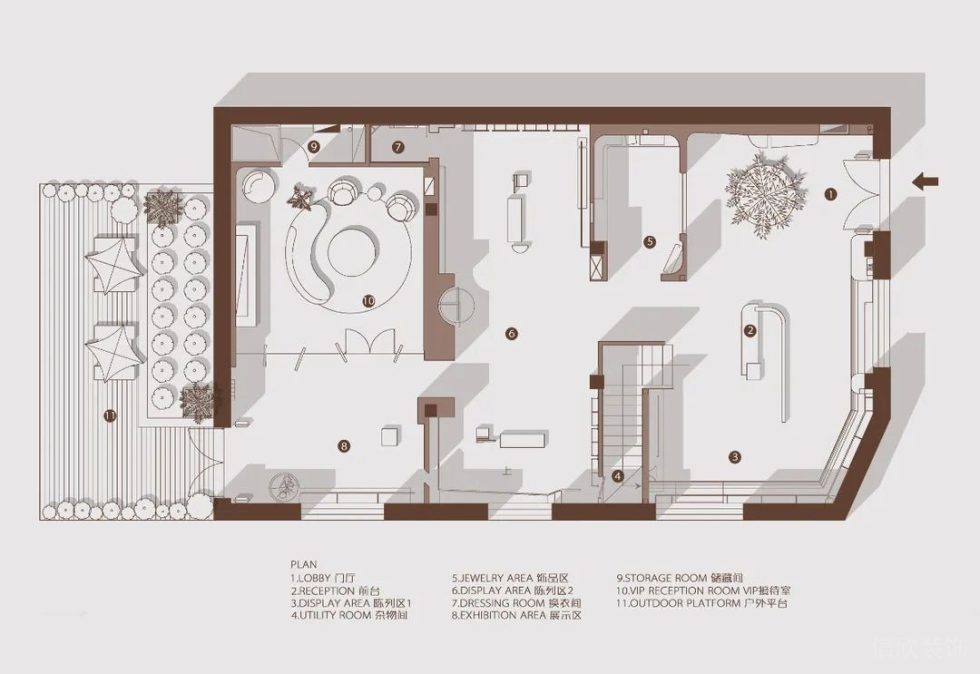深圳市龍華去觀瀾現代風服裝店裝修設計平面圖 深圳市龍華去觀瀾現代風服裝店裝修設計平面圖