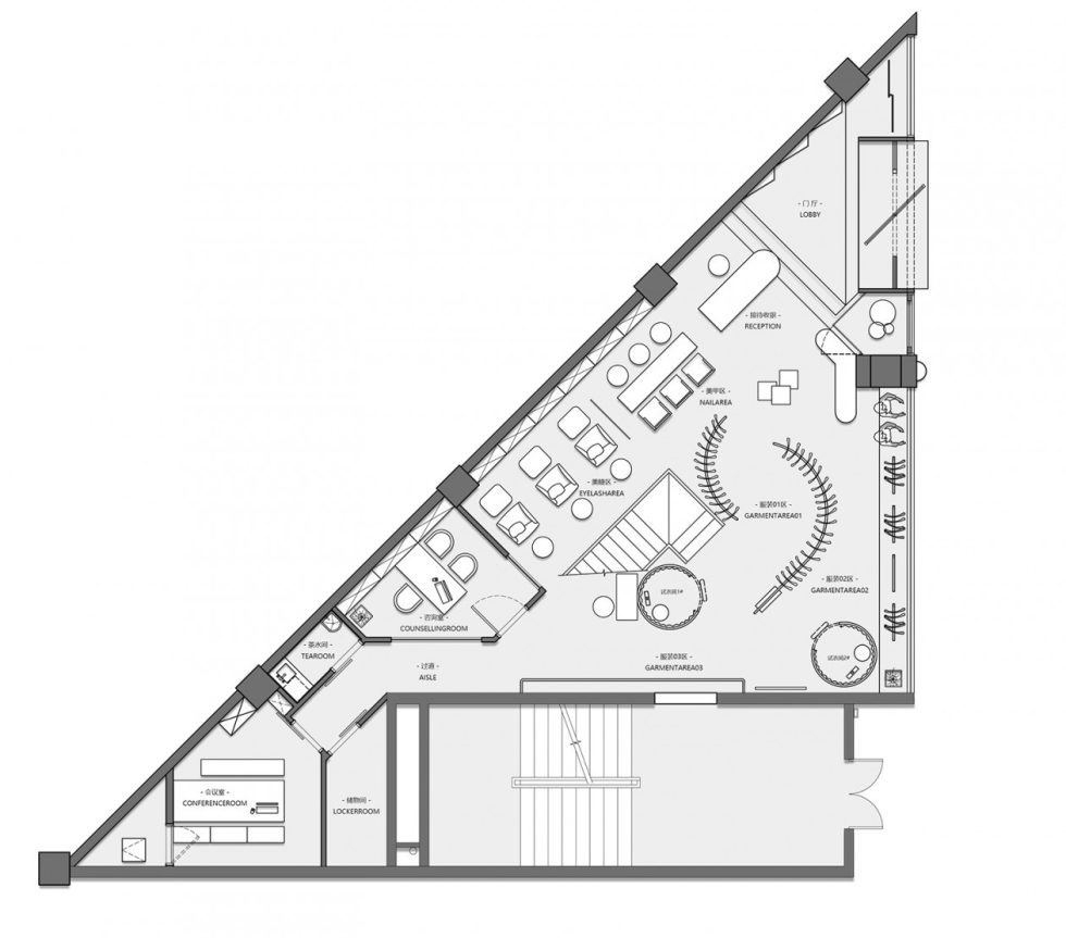 深圳市南山區(qū)南油現(xiàn)代風(fēng)服裝店裝修設(shè)計平面圖