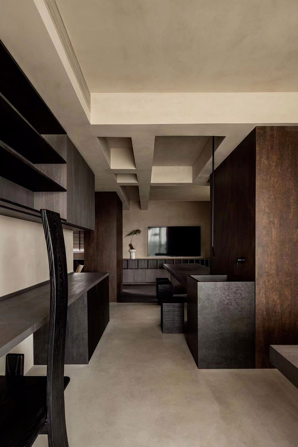 辦公室裝修深色的原木茶水柜 辦公室裝修深色的原木茶水柜