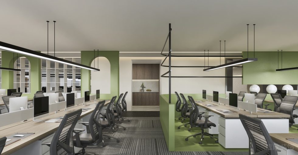 深圳寶安易尚中心2000平方米簡約風格辦公室裝修案例辦公區線條吊燈 深圳寶安易尚中心2000平方米簡約風格辦公室裝修案例辦公區線條吊燈