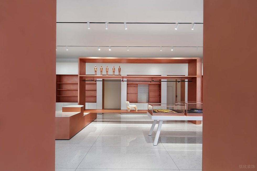 深圳市寶安區西鄉現代風品牌胤一紅幫服裝店中島高展柜裝修設計效果圖 深圳市寶安區西鄉現代風品牌胤一紅幫服裝店中島高展柜裝修設計效果圖