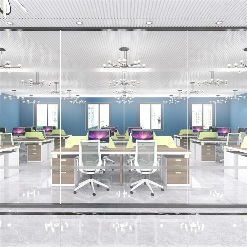 黑色鋁框玻璃無(wú)柱拼接隔斷1