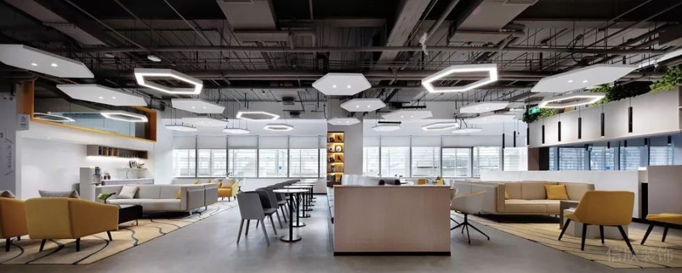 深圳南山天瓏大廈3000平方米簡約主義自然風辦公室裝修案例大堂接待廳六角形藝術吊頂 深圳南山天瓏大廈3000平方米簡約主義自然風辦公室裝修案例大堂接待廳六角形藝術吊頂