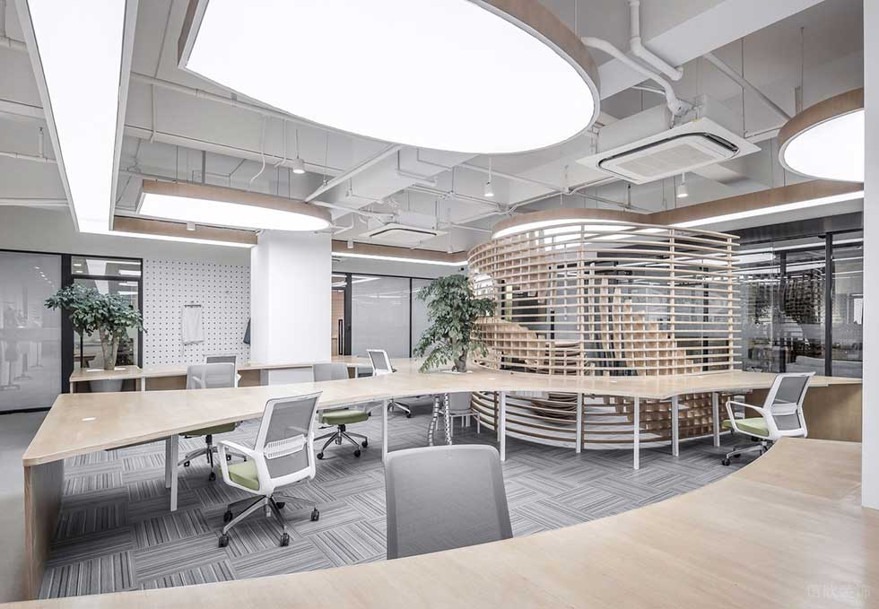 深圳南山中電長城大廈500平方米工業主義原木田園風辦公室裝修案例辦公大廳弧線特色造型工作臺 深圳南山中電長城大廈500平方米工業主義原木田園風辦公室裝修案例辦公大廳弧線特色造型工作臺