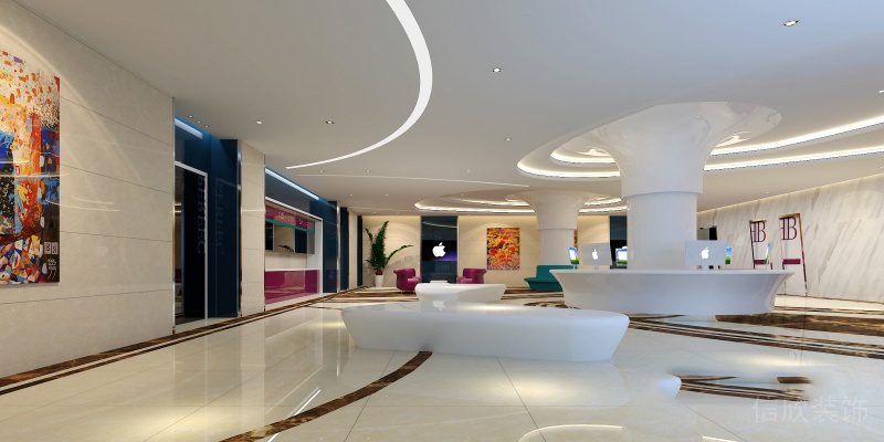 武漢愛馨口腔牙科診所候診大廳天花吊頂弧形燈光帶裝修設(shè)計(jì)