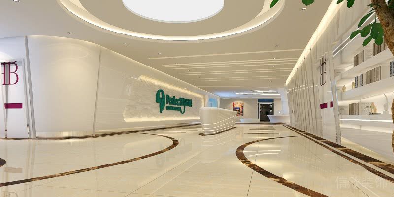 武漢愛馨口腔牙科診所候診大廳形象墻服務(wù)臺(tái)裝修設(shè)計(jì)