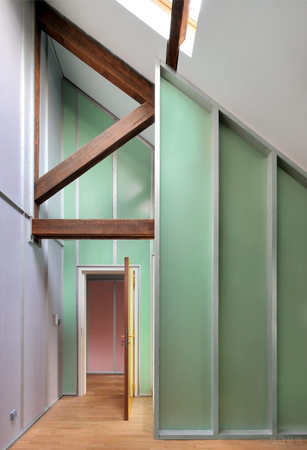 白鹿廣場簡約歐式辦公室裝修設(shè)計方案 薄荷綠工作間