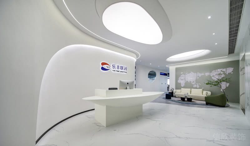 白色主調公司裝修設計方案 前臺大廳