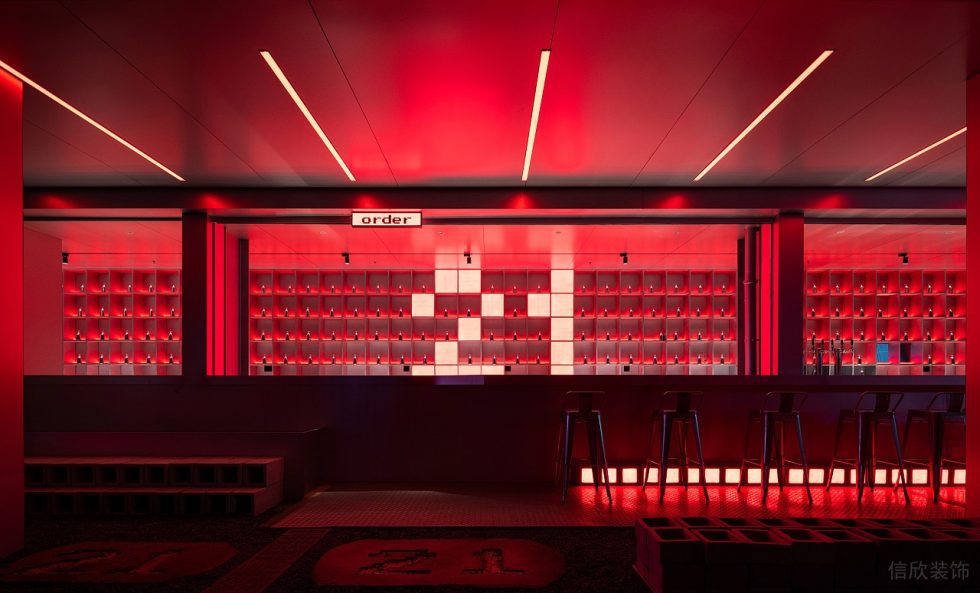 深圳龍崗賽博朋克酒吧長型吧臺(tái)裝修設(shè)計(jì)