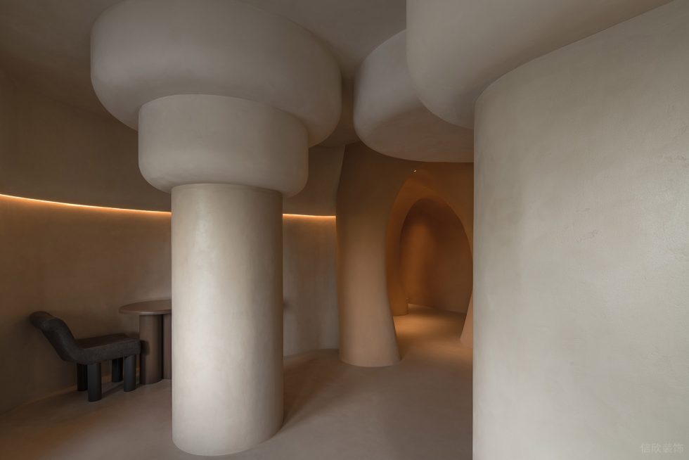 深圳南山洞穴造型餐廳暖色燈帶裝修設(shè)計(jì)