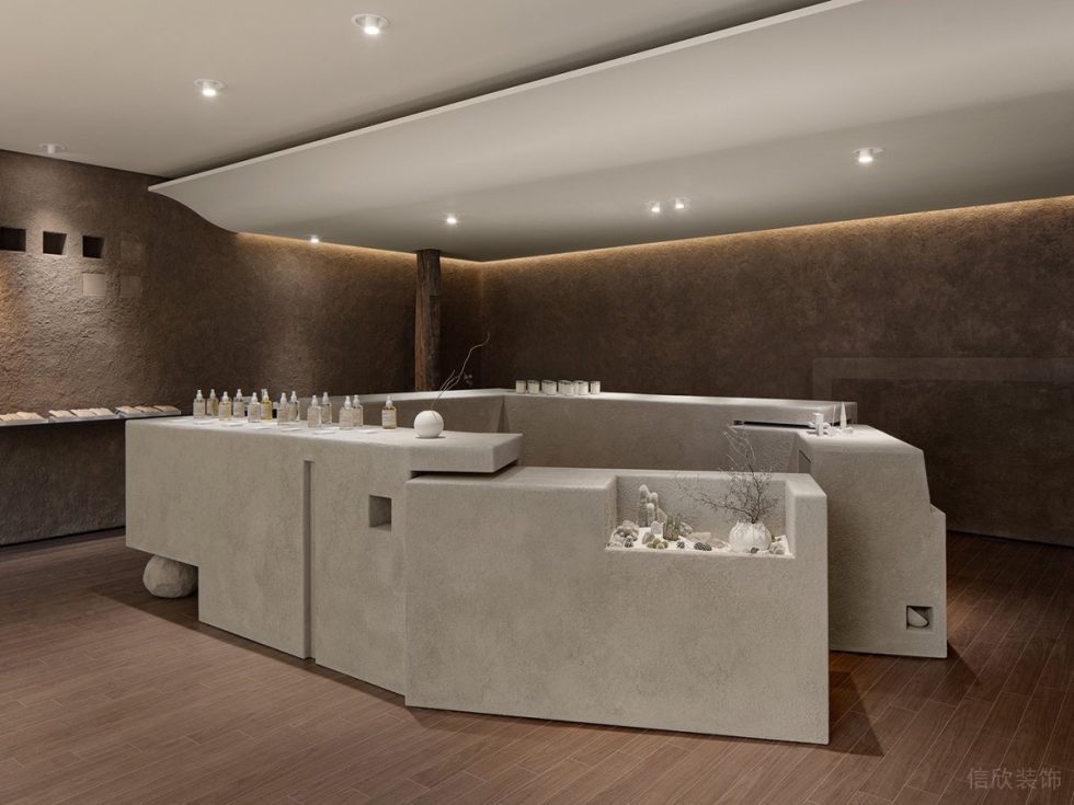 深圳市羅湖區東門現代風香薰店裝修設計實景效果圖-灰色水泥造型島臺展區 深圳市羅湖區東門現代風香薰店裝修設計實景效果圖-灰色水泥造型島臺展區