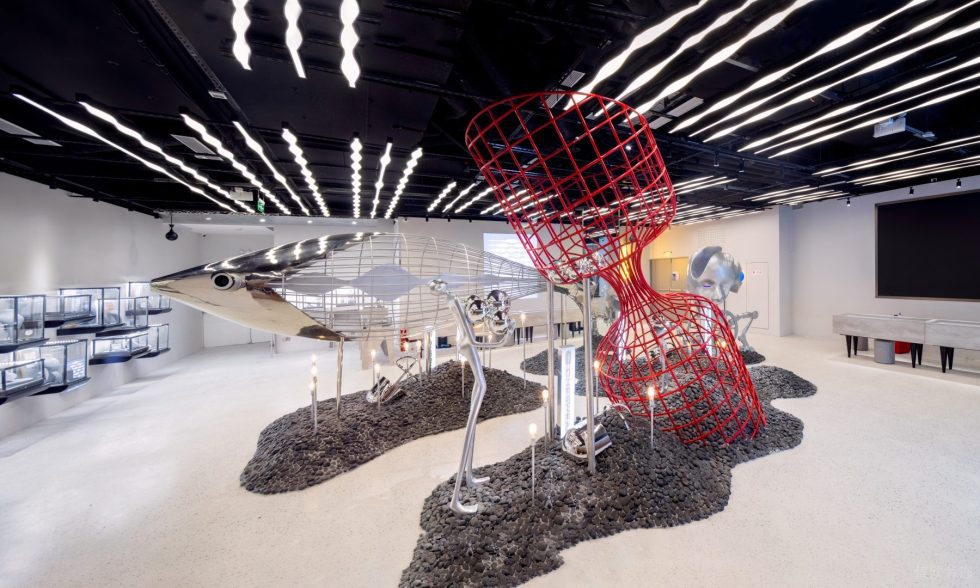 深圳市羅湖區蓮塘現代風梵誓珠寶旗艦店裝修設計-黑色鋼結構條燈頂面 深圳市羅湖區蓮塘現代風梵誓珠寶旗艦店裝修設計-黑色鋼結構條燈頂面