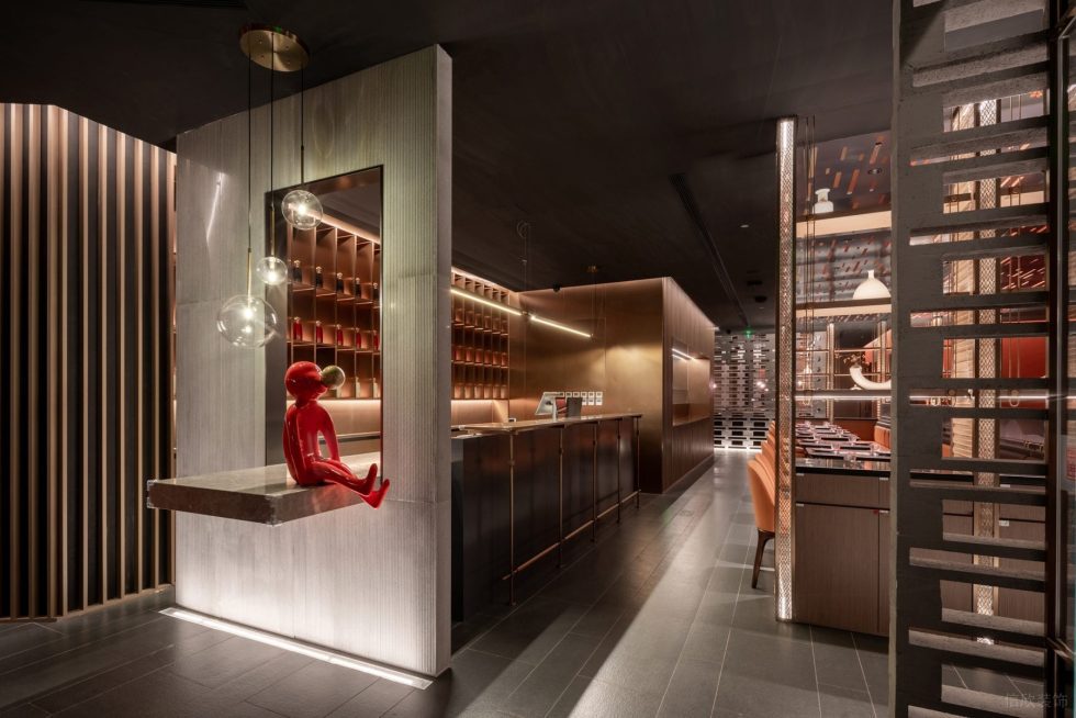 工業(yè)風火鍋店收銀臺裝修設計