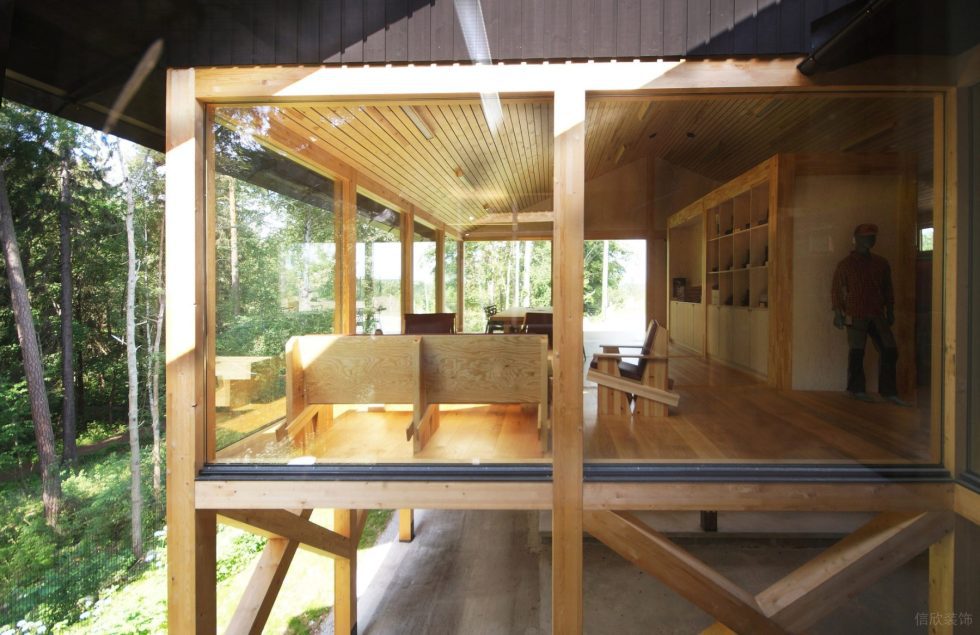 戶外全木結(jié)構(gòu)辦公室裝修設(shè)計 洽談區(qū)立面圖