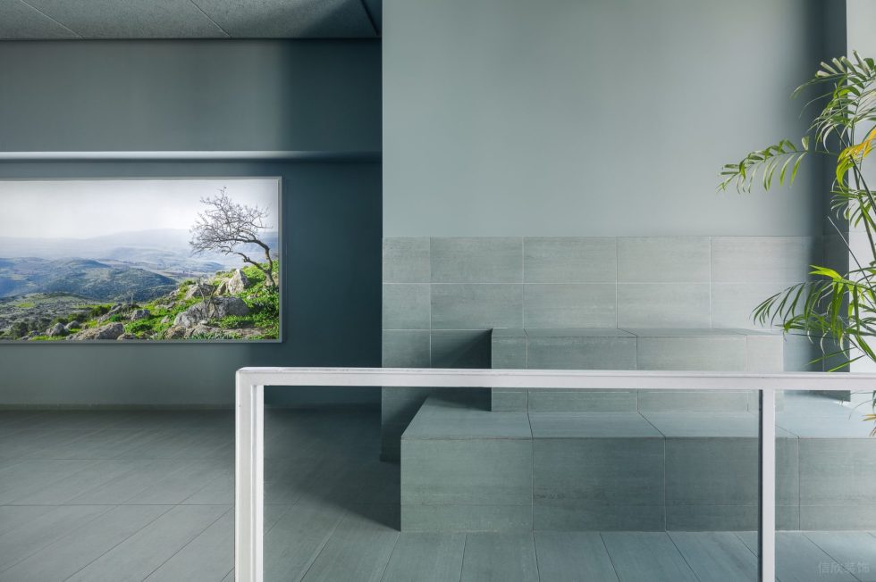 簡約清新風(fēng)甜品店綠意瓷磚紋理展示臺裝修設(shè)計