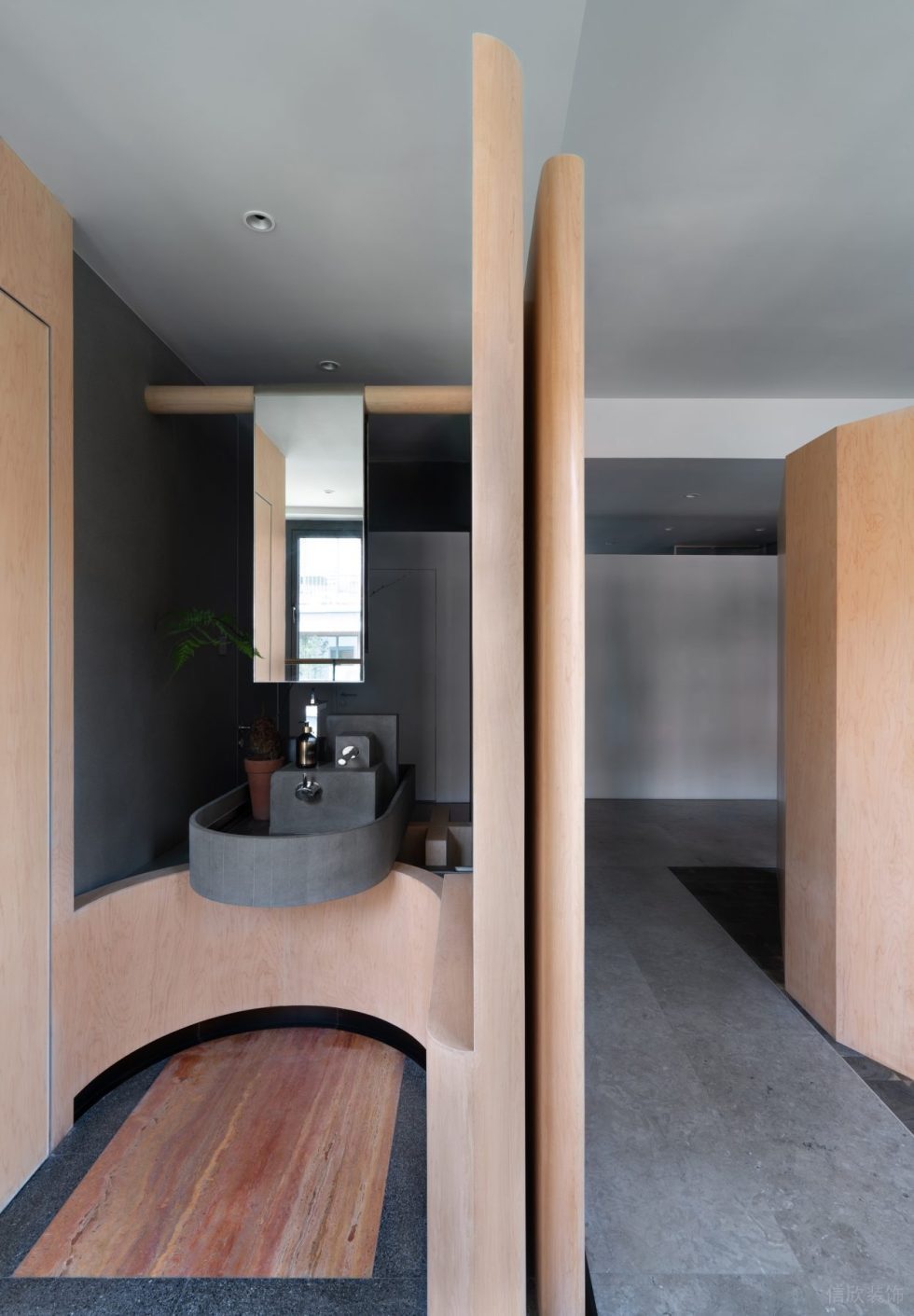 木質簡約風辦公室裝修設計原木色洗手臺 木質簡約風辦公室裝修設計原木色洗手臺