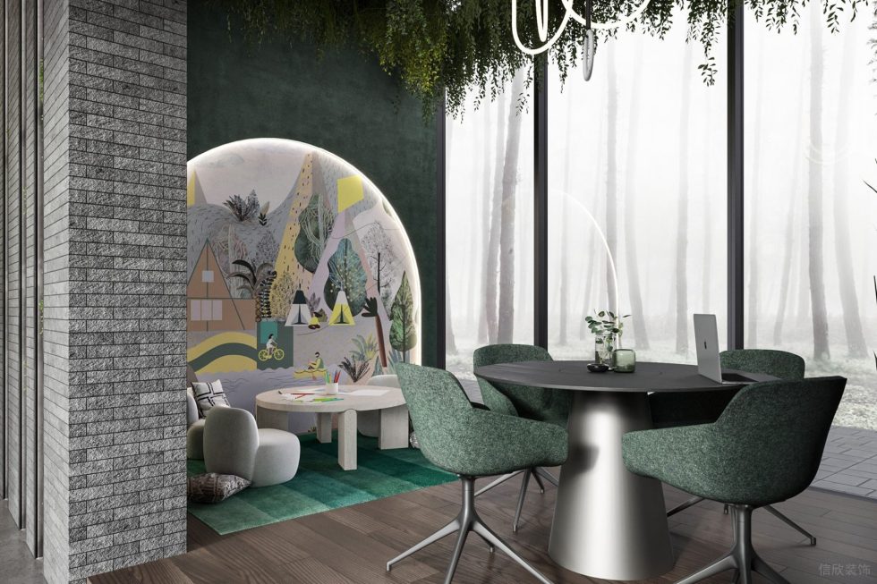 時(shí)尚清新風(fēng)辦公室裝修方案 多功能區(qū)域