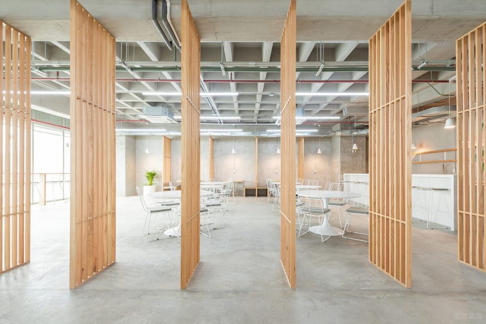 原木工業風辦公室裝修設計原木色活動隔斷 原木工業風辦公室裝修設計原木色活動隔斷
