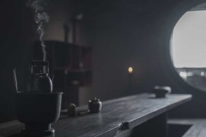 中式幽深禪意茶室裝修設(shè)計(jì) 黑檀木茶桌