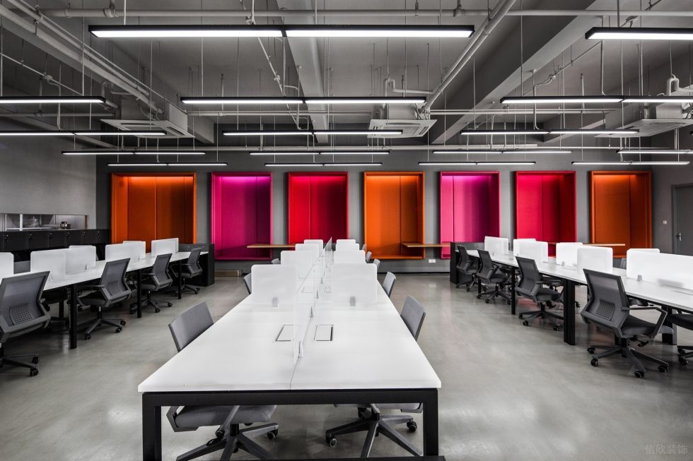 混搭時尚工業(yè)風(fēng)辦公室裝修設(shè)計混搭色工作區(qū)效果圖