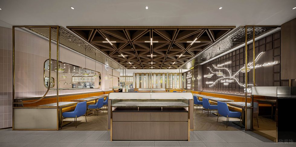 新潮輕奢港式餐廳干凈利落就餐區(qū)裝修效果圖