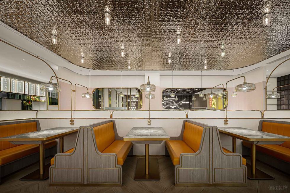 新潮輕奢港式餐廳舒適卡座裝修設(shè)計