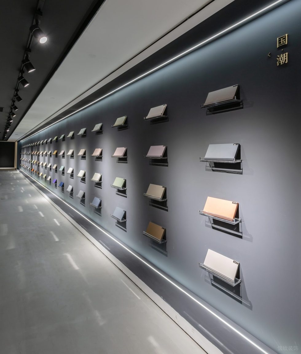 現(xiàn)代簡(jiǎn)約風(fēng)瓷磚陳列展廳裝修設(shè)計(jì)案例 純色瓷磚展示墻