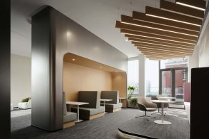 淡雅色簡約現(xiàn)代風辦公室裝修設(shè)計高級灰洽談廳效果圖