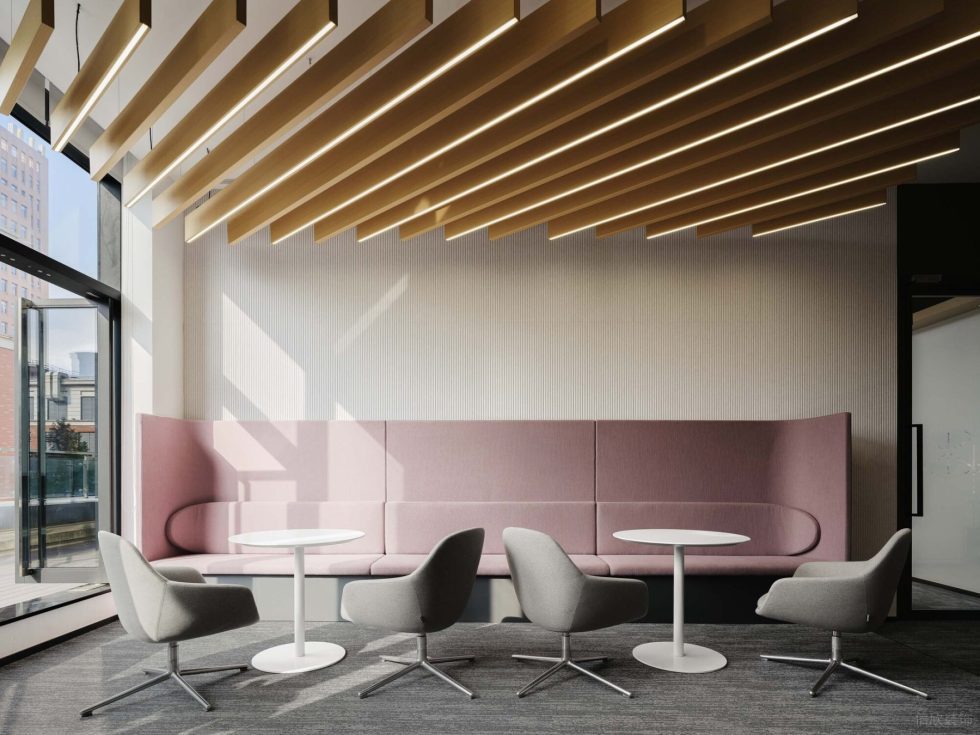 淡雅色簡約現代風辦公室裝修設計灰粉色會客接待區 淡雅色簡約現代風辦公室裝修設計灰粉色會客接待區