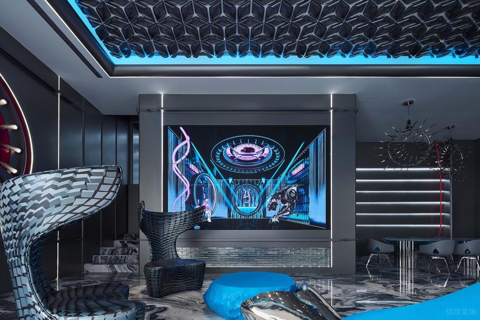 賽博朋克風(fēng)格辦公室裝修設(shè)計(jì)銀灰色金屬飾面板墻面 賽博朋克風(fēng)格辦公室裝修設(shè)計(jì)銀灰色金屬飾面板墻面