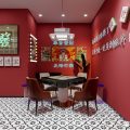 深圳福田皇崗棋牌室紅色麻將館裝修設(shè)計