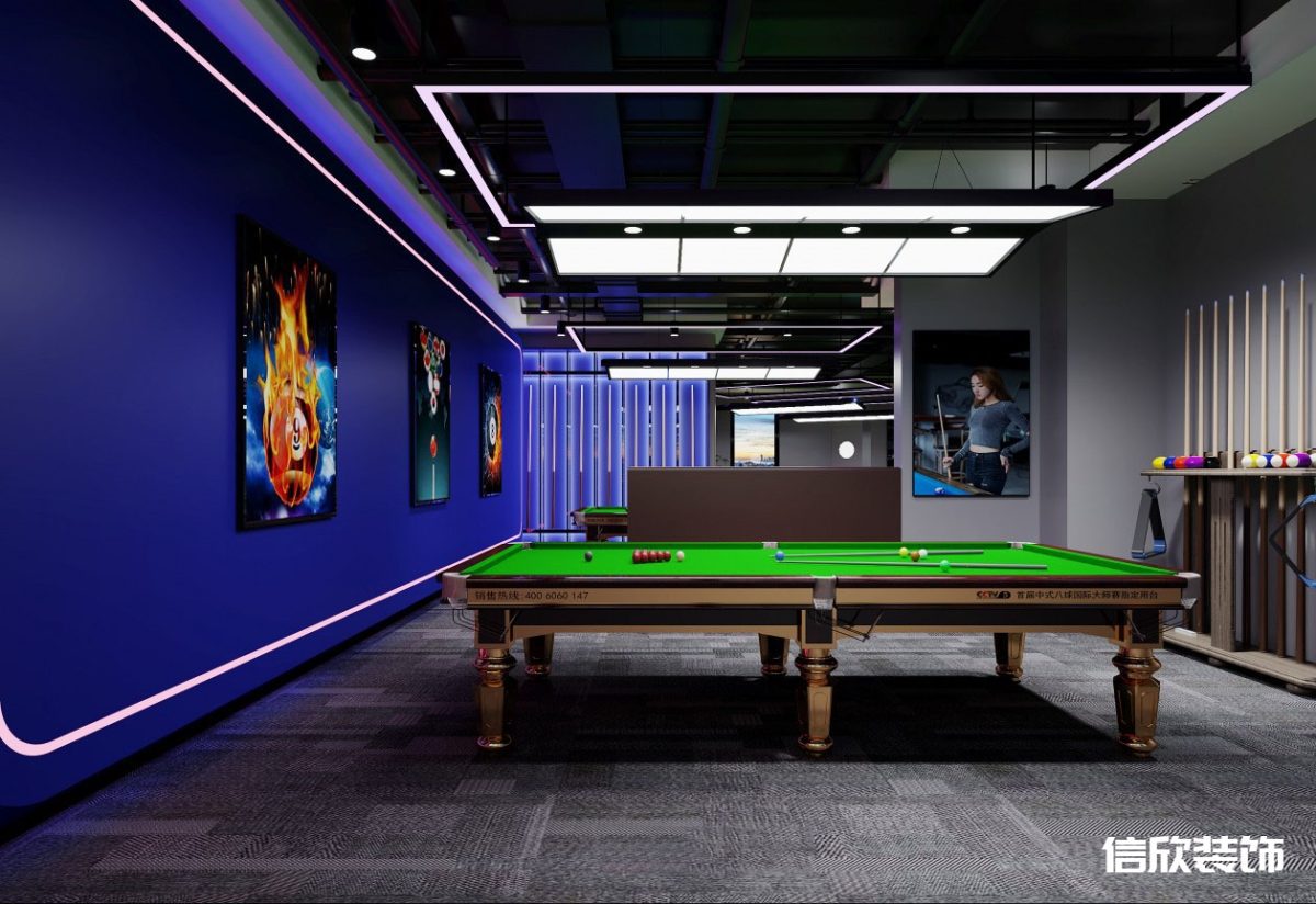 深圳福田皇崗棋牌室桌球區(qū)裝修設(shè)計(jì)