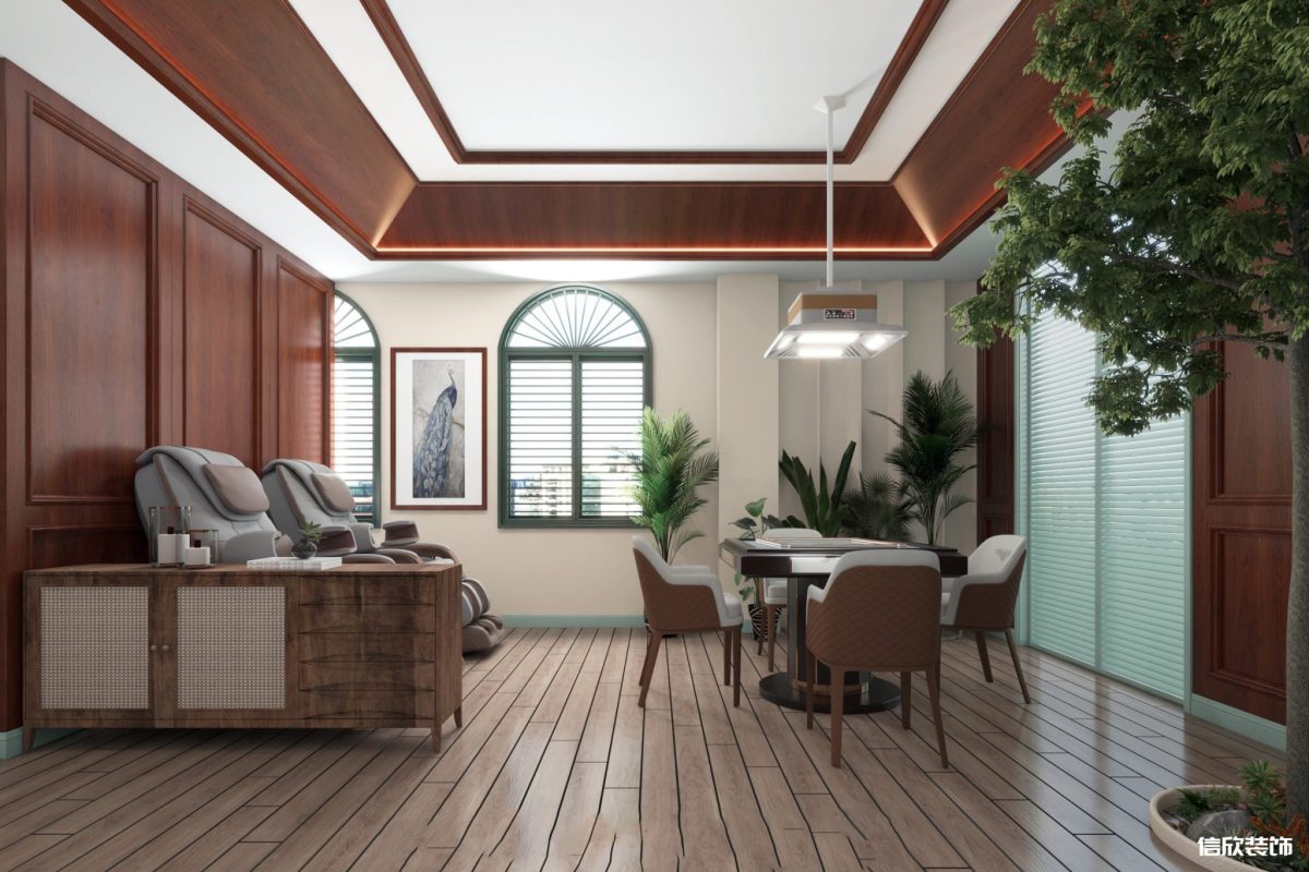 深圳龍崗布吉田園風(fēng)棋牌室斜頂裝修