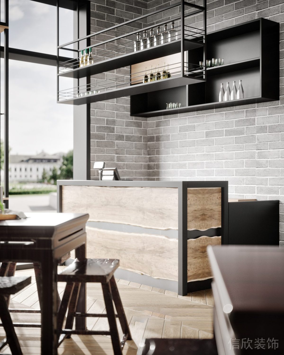 深圳羅湖布心面館鋼結(jié)構(gòu)收銀臺裝修設(shè)計